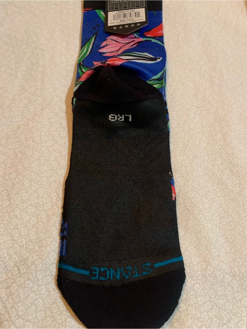 Stance Waipoua ST Blue Floral Hawaii Casual Crew Socks Poly Blend Size large - Picture 6 of 8
